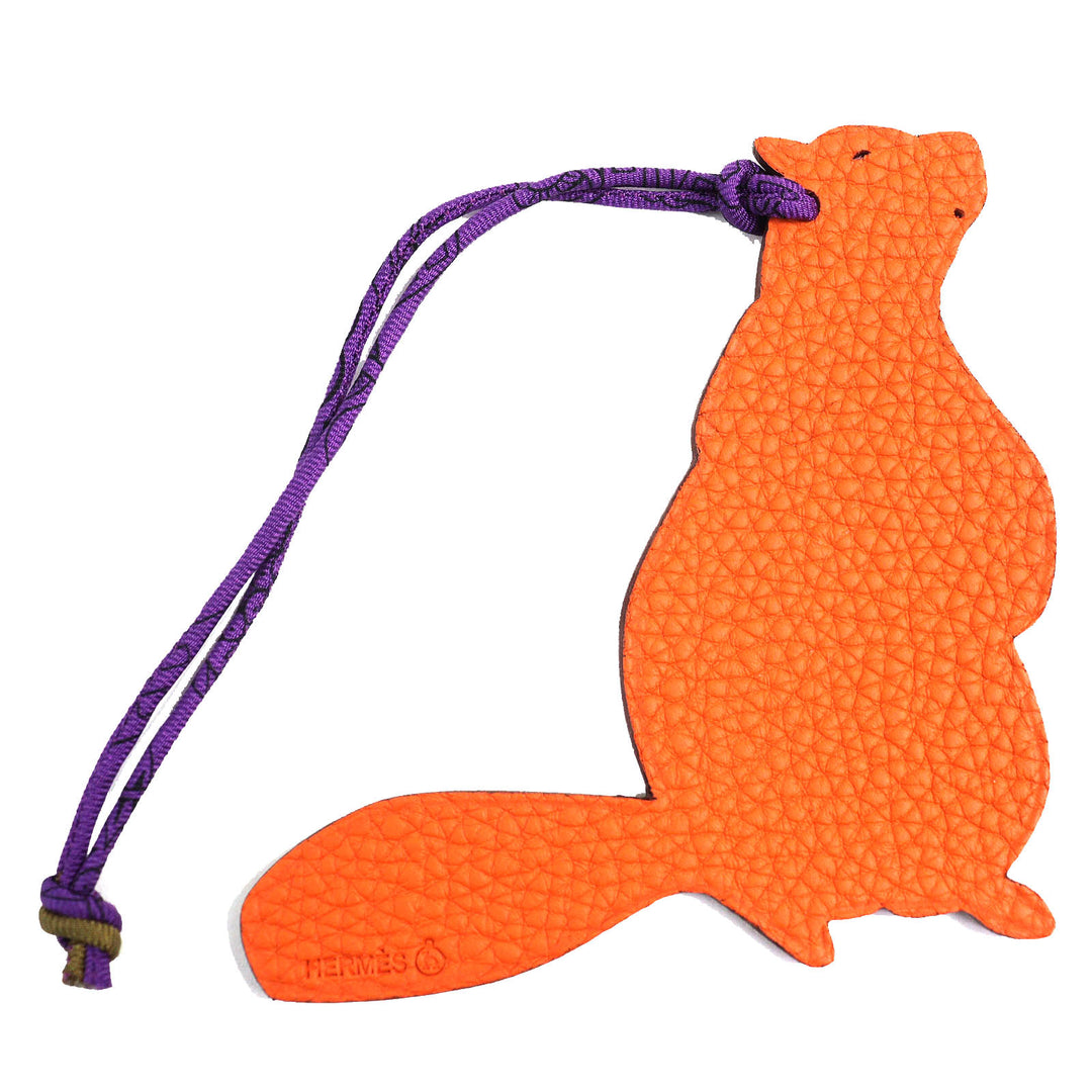 Excellent HERMES Bag charm Petite Ash Beaver Epsom/Togo Pink / Orange Women