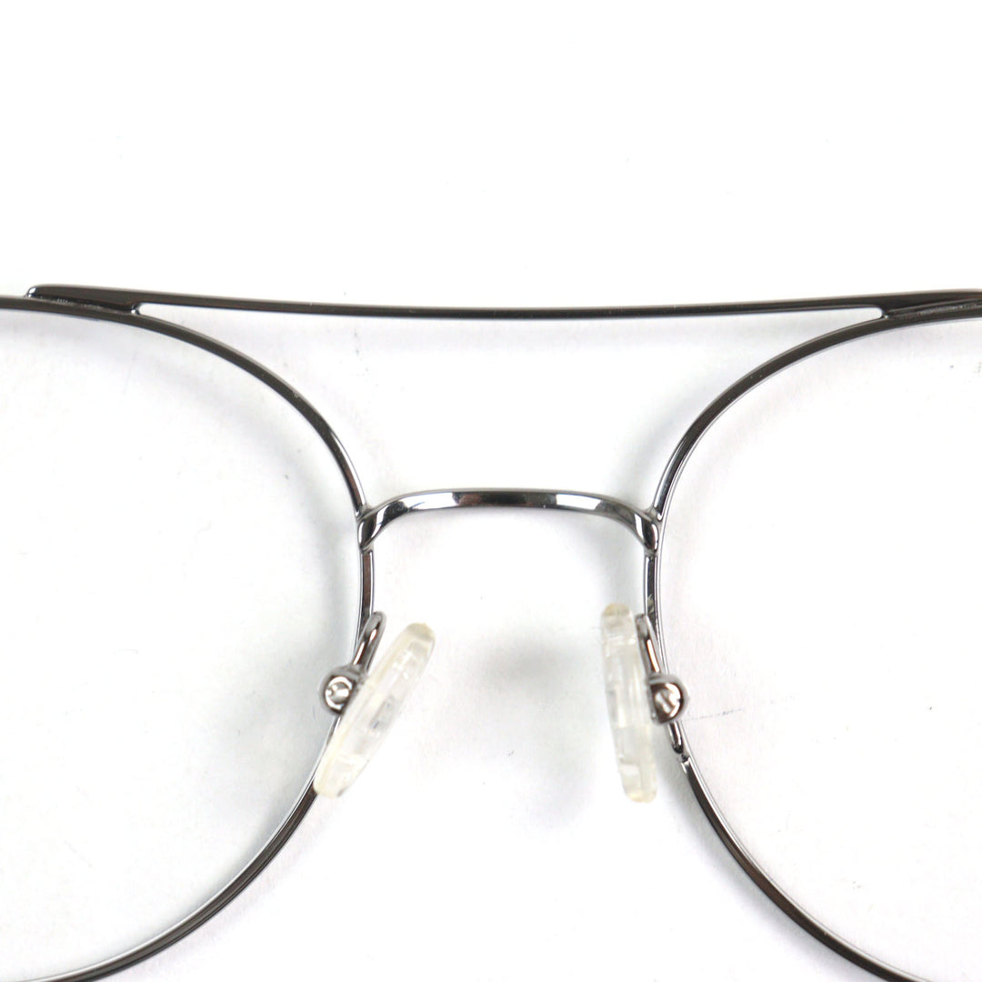 Pristine MONCLER Glasses Double bridge Boston shape with logo metal Silver mens ML 5046