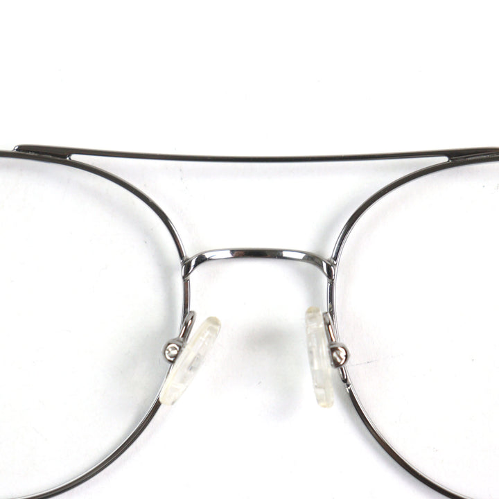 Pristine MONCLER Glasses Double bridge Boston shape with logo metal Silver mens ML 5046