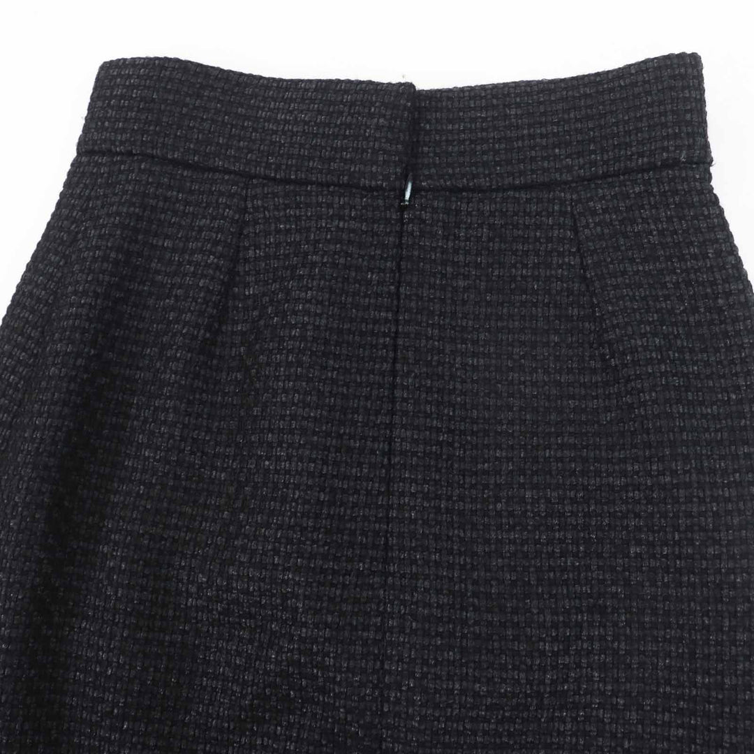 Excellent CHANEL skirt COCO Mark Tweed Knee-Length Tight Skirt black wool Women 36 P36751