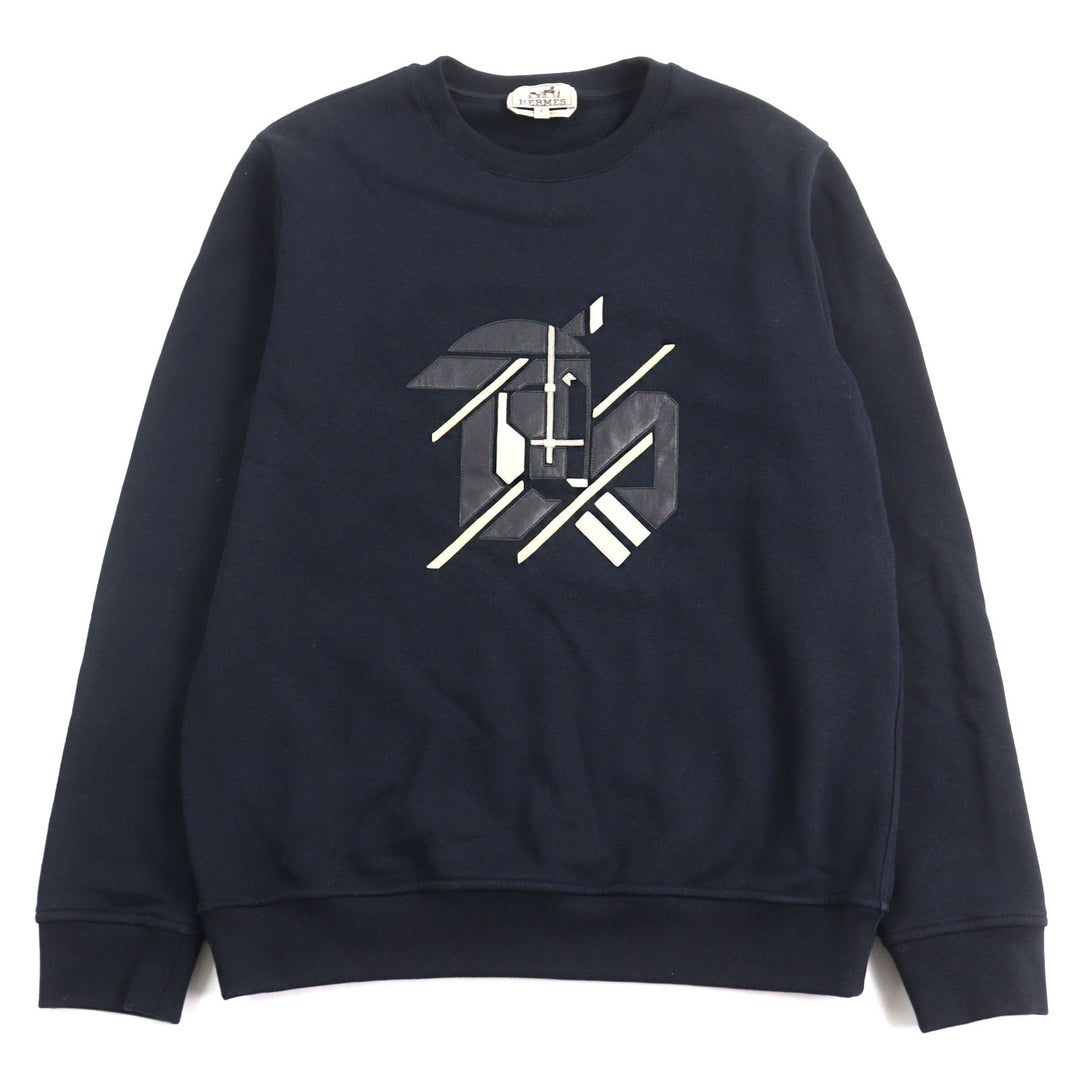 Great HERMES sweat Chevaux en Symmetrie pullover shirt Navy system mens S
