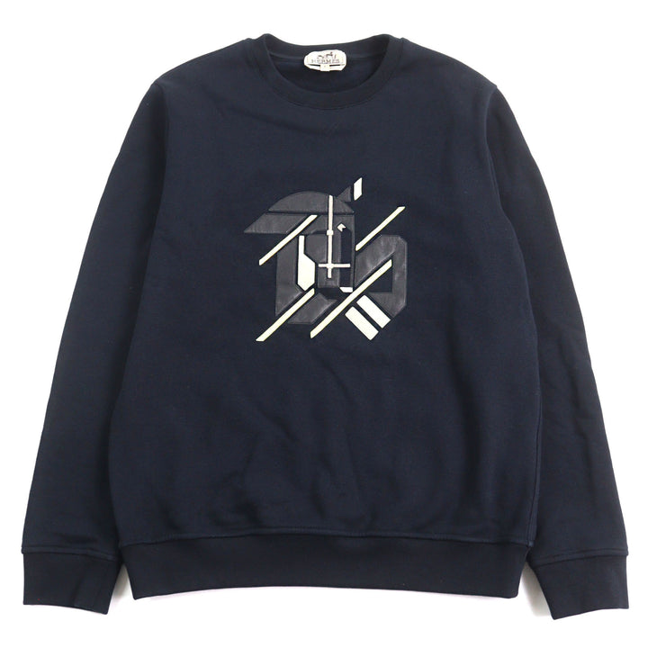 Great HERMES sweat Chevaux en Symmetrie pullover shirt Navy system mens S