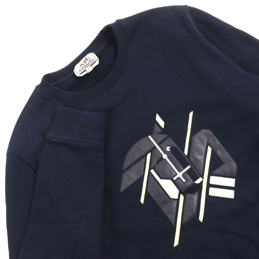 Great HERMES sweat Chevaux en Symmetrie pullover shirt Navy system mens S