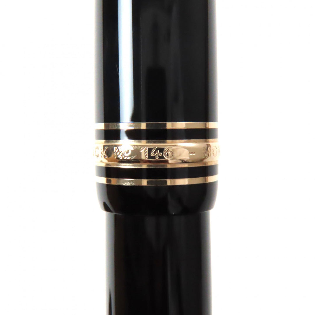 Excellent MONTBLANC fountain pen Meisterstuck 146 white star Black gold 14K mens