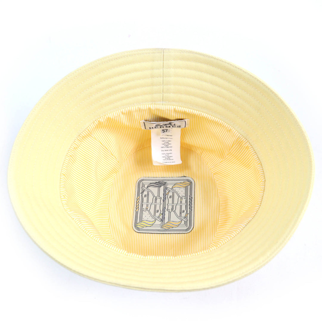 Excellent HERMES hat Calvi Serie Metal Bucket Hat yellow cotton Women 57