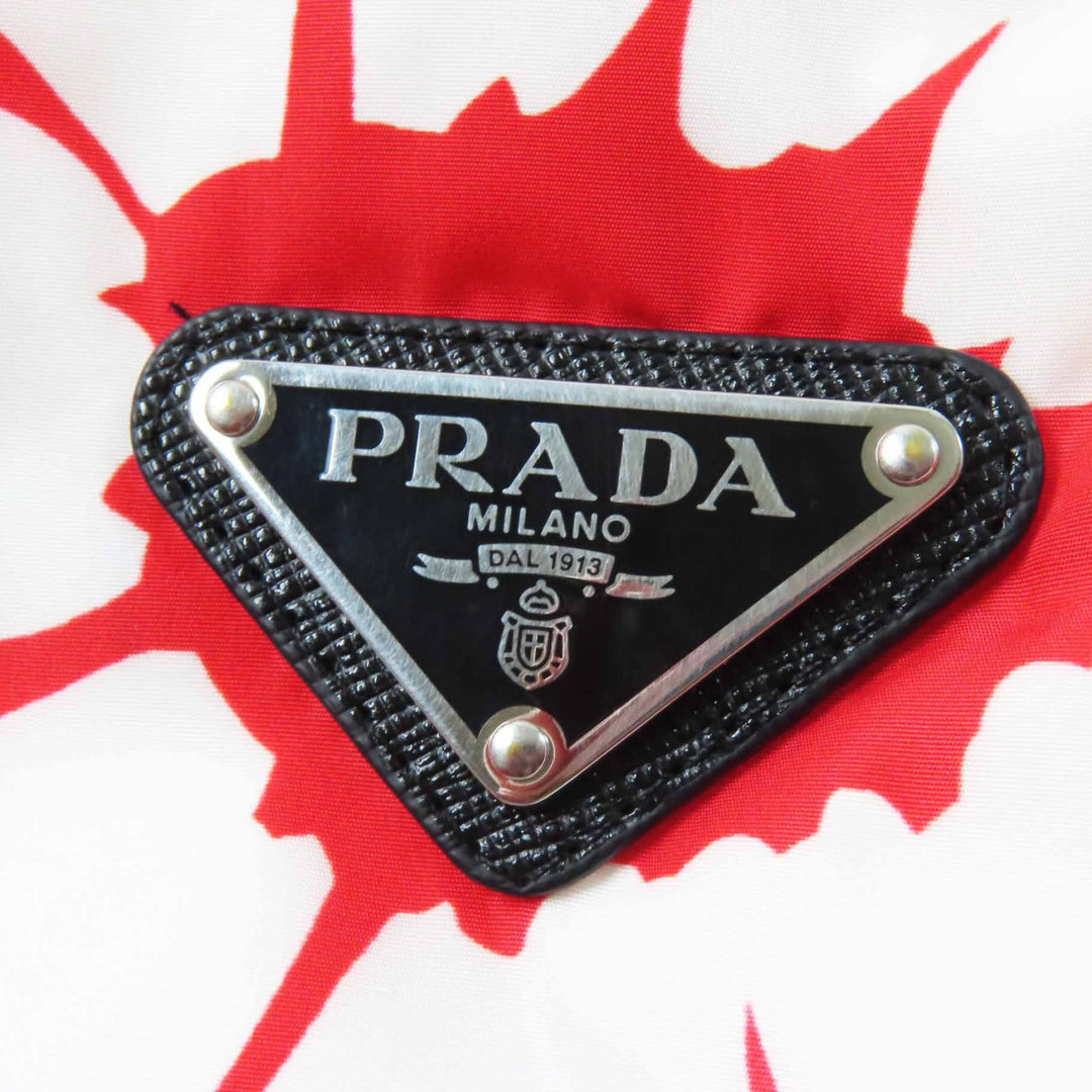 Pristine PRADA Down jacket Floral Pattern Triangle Logo/Triangle Plate S SGC025