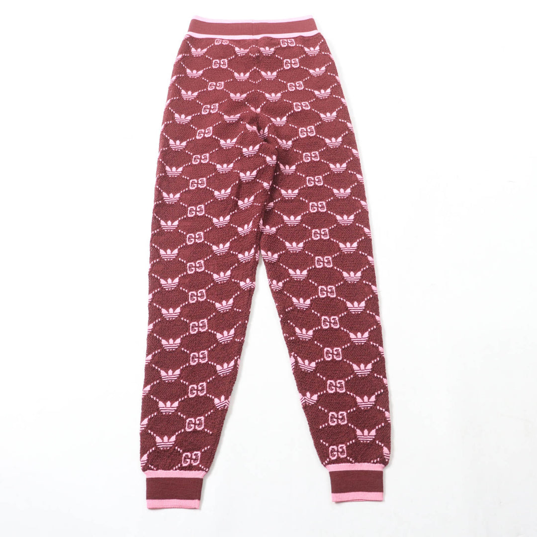 Excellent GUCCI×adidas Pants GG Trefoil jacquard joggers Bordeaux pink Women S