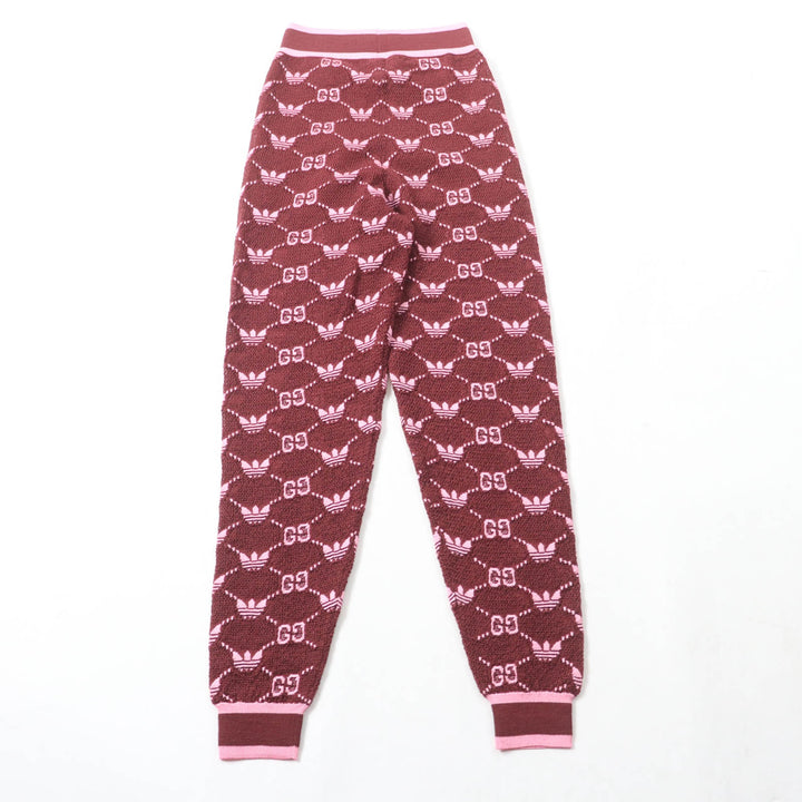 Excellent GUCCI×adidas Pants GG Trefoil jacquard joggers Bordeaux pink Women S