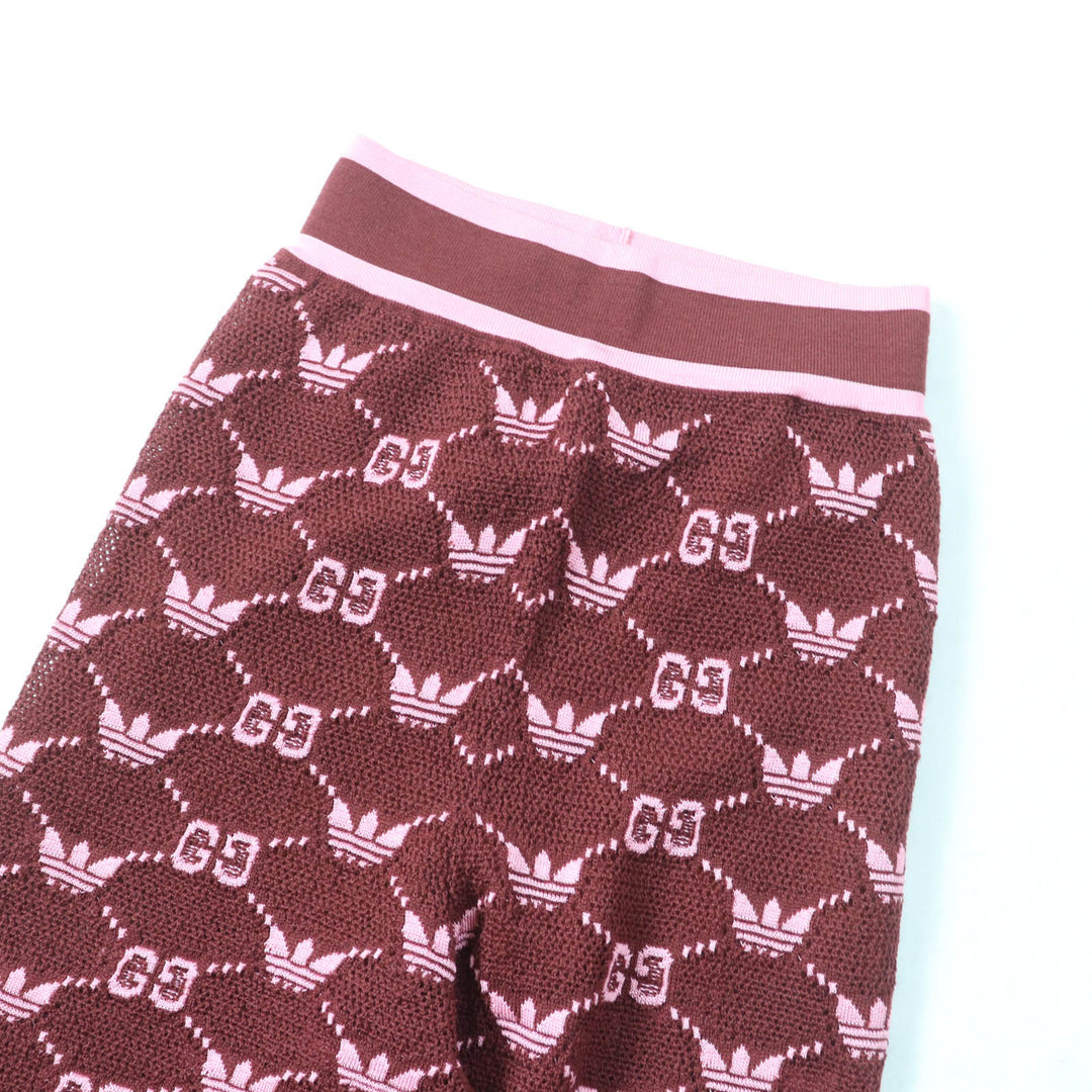 Excellent GUCCI×adidas Pants GG Trefoil jacquard joggers Bordeaux pink Women S