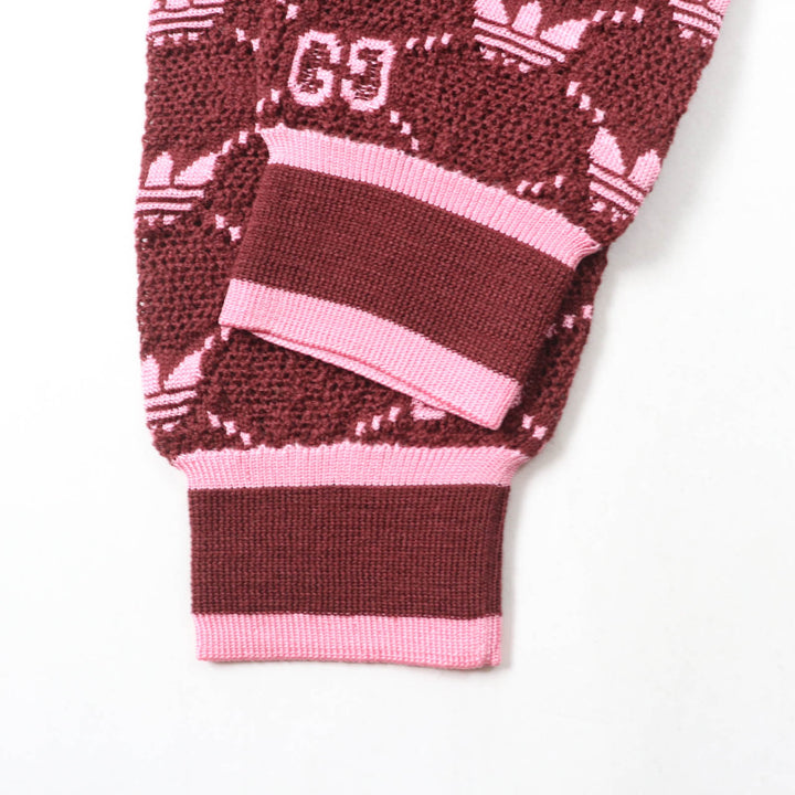 Excellent GUCCI×adidas Pants GG Trefoil jacquard joggers Bordeaux pink Women S