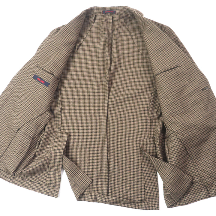 Excellent THE GIGI tailored jacket Houndstooth unconstructed single-breasted jacket Brown wool mens 48