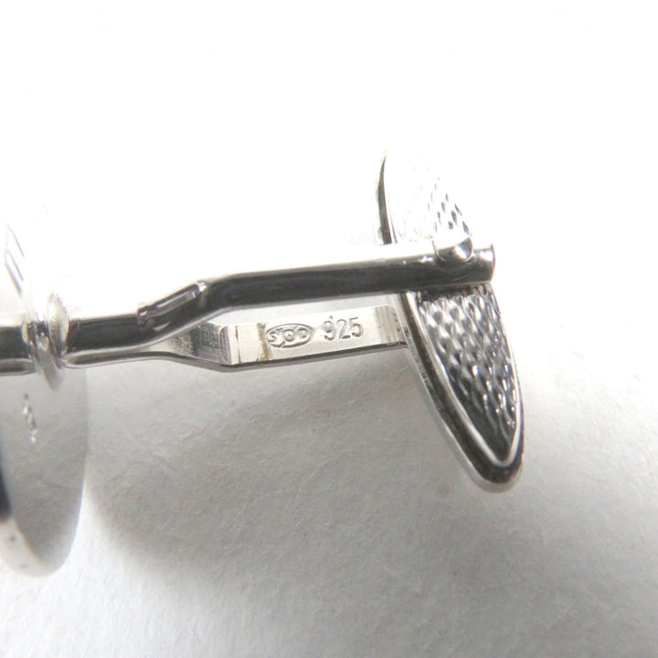 Excellent Dunhill Cufflinks cufflinks Oval Shape Bi-Color Textured Stripes Silver SV925 mens