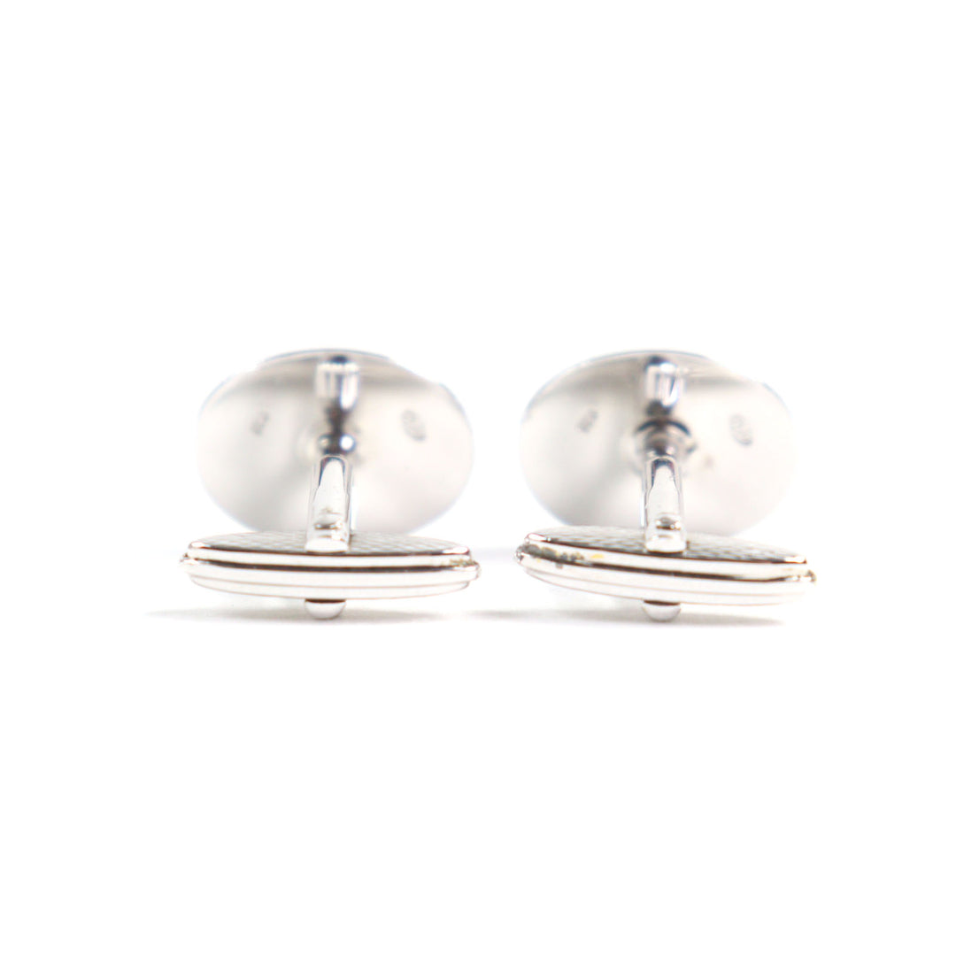 Excellent Dunhill Cufflinks cufflinks Oval Shape Bi-Color Textured Stripes Silver SV925 mens