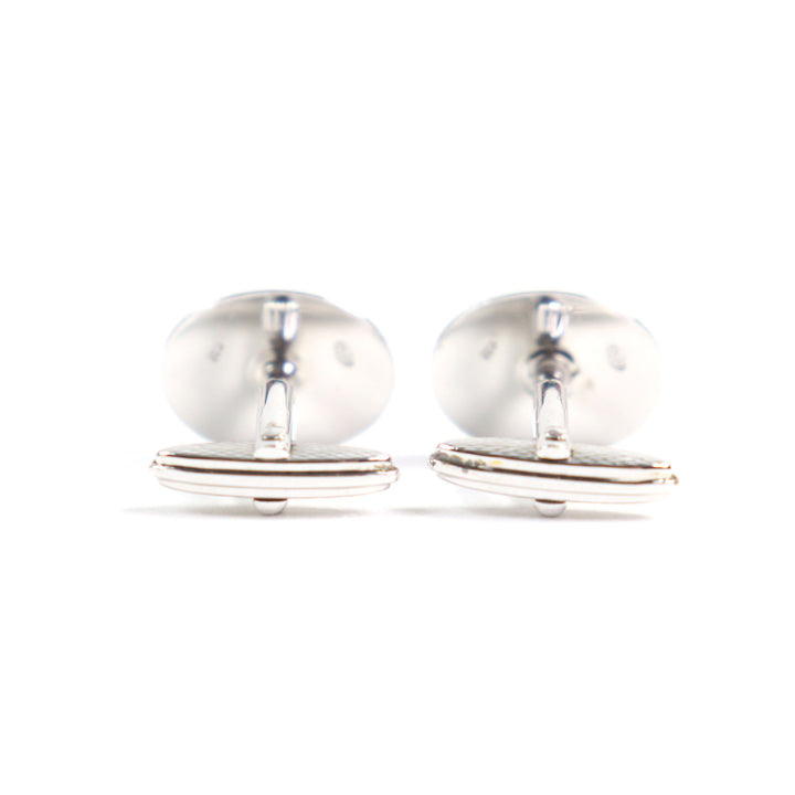 Excellent Dunhill Cufflinks cufflinks Oval Shape Bi-Color Textured Stripes Silver SV925 mens