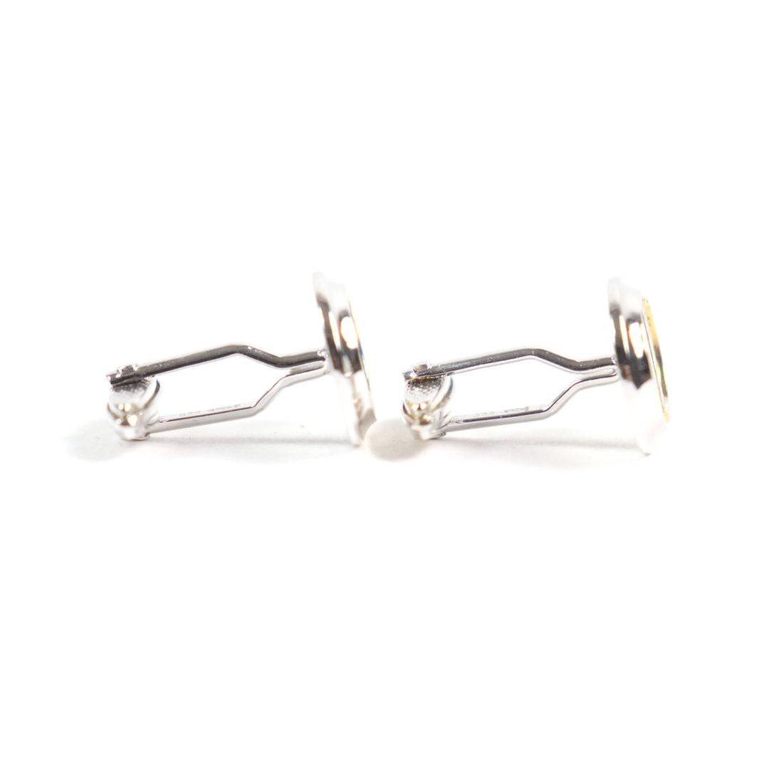 Excellent Dunhill Cufflinks cufflinks Oval Shape Bi-Color Textured Stripes Silver SV925 mens
