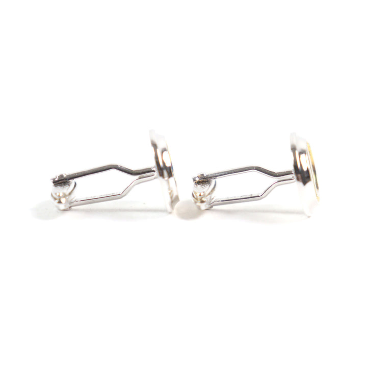 Excellent Dunhill Cufflinks cufflinks Oval Shape Bi-Color Textured Stripes Silver SV925 mens