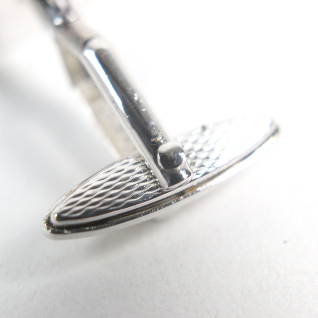 Excellent Dunhill Cufflinks cufflinks Oval Shape Bi-Color Textured Stripes Silver SV925 mens