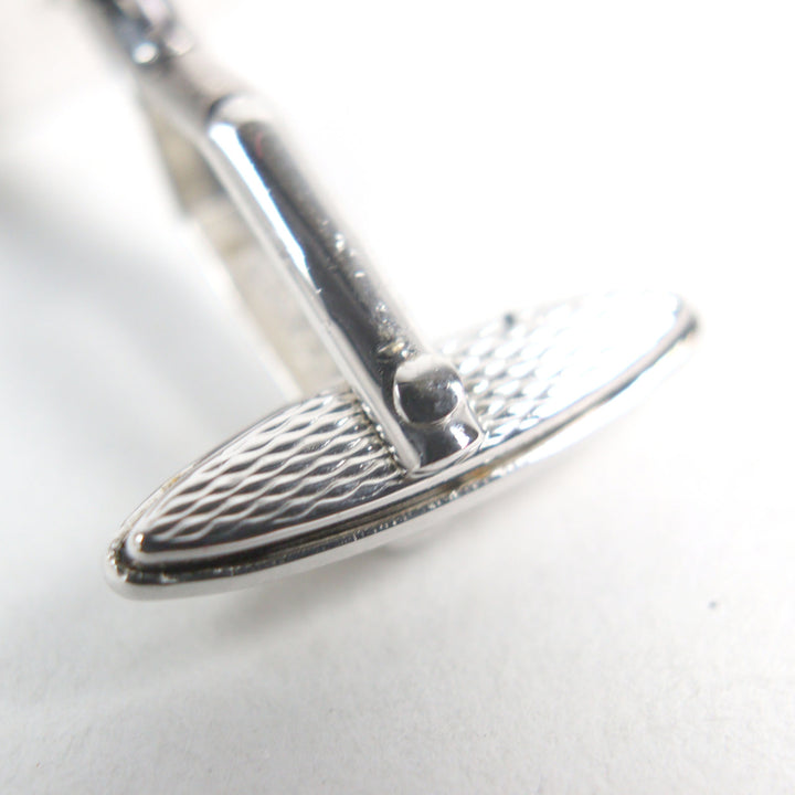 Excellent Dunhill Cufflinks cufflinks Oval Shape Bi-Color Textured Stripes Silver SV925 mens