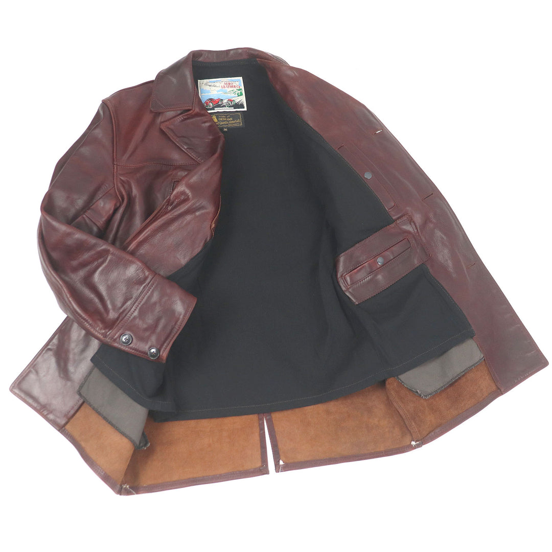Great AERO LEATHER coat Burnstormer P coat rare Bordeaux Horsehide mens 36