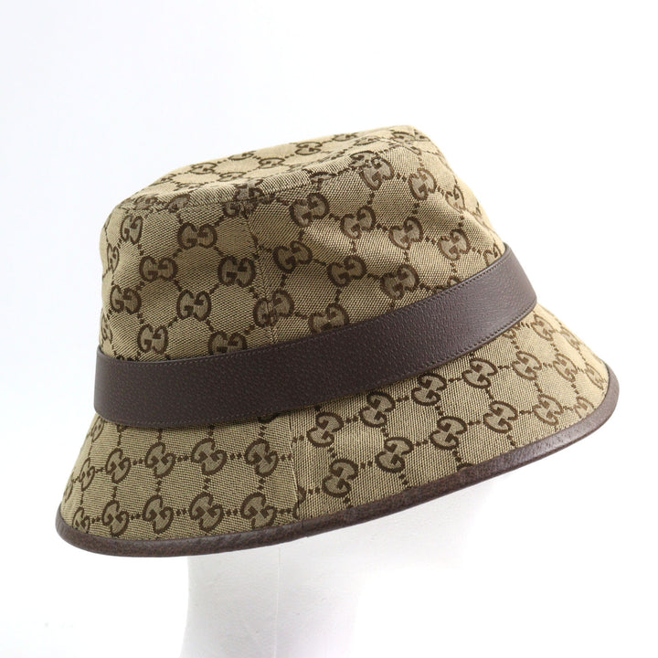 Excellent GUCCI hat GG Canvas Fedora Hat GG Marmont leather-trimmed L 576587