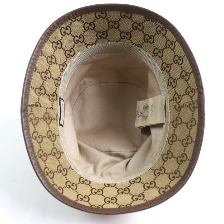 Excellent GUCCI hat GG Canvas Fedora Hat GG Marmont leather-trimmed L 576587