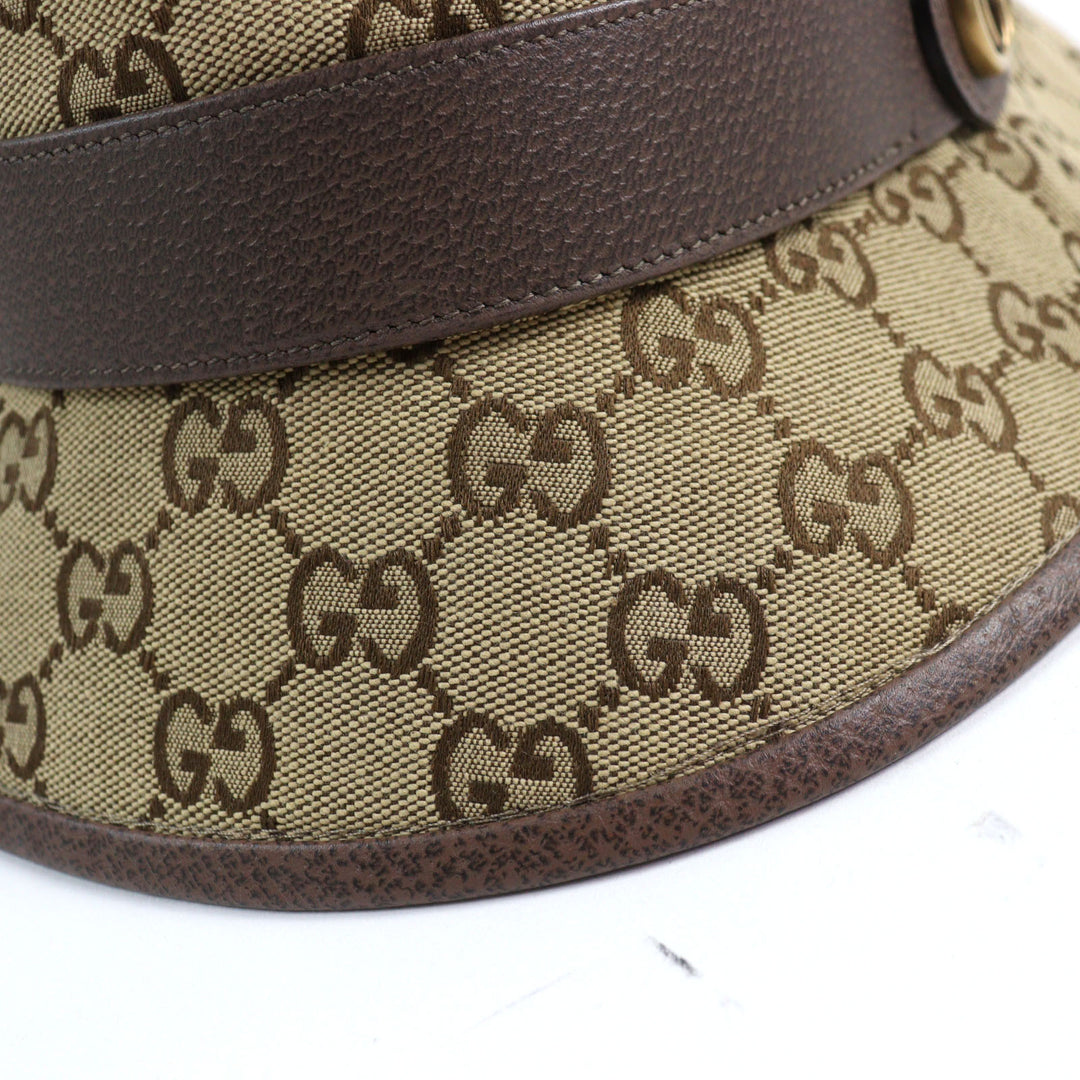 Excellent GUCCI hat GG Canvas Fedora Hat GG Marmont leather-trimmed L 576587