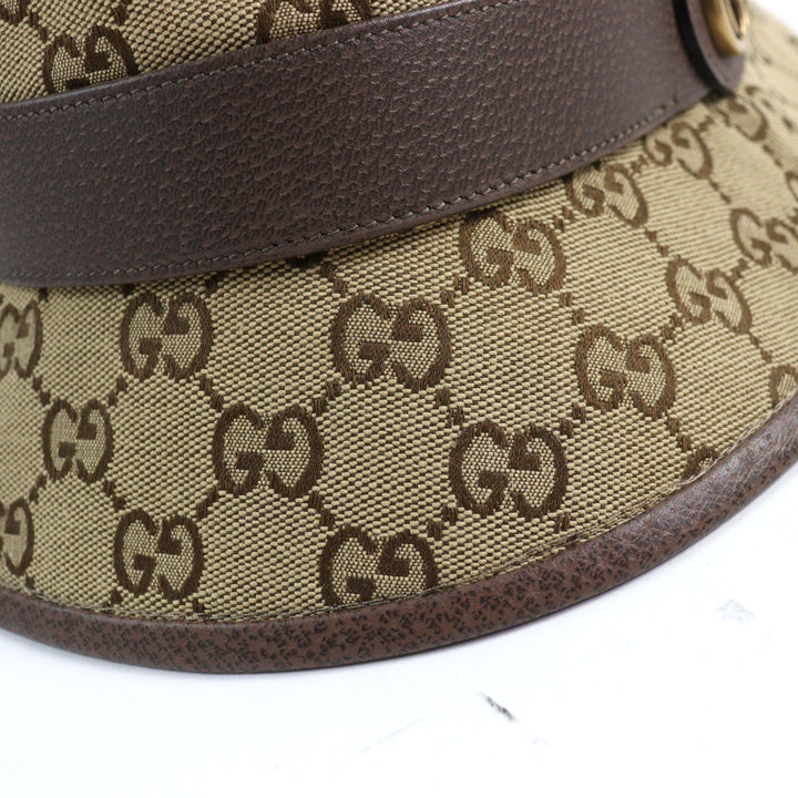 Excellent GUCCI hat GG Canvas Fedora Hat GG Marmont leather-trimmed L 576587