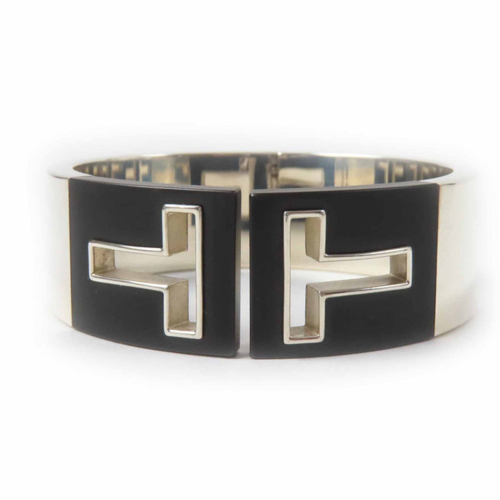 Great TIFFANY&Co. Bangle T cut out Silver black AG925 Women