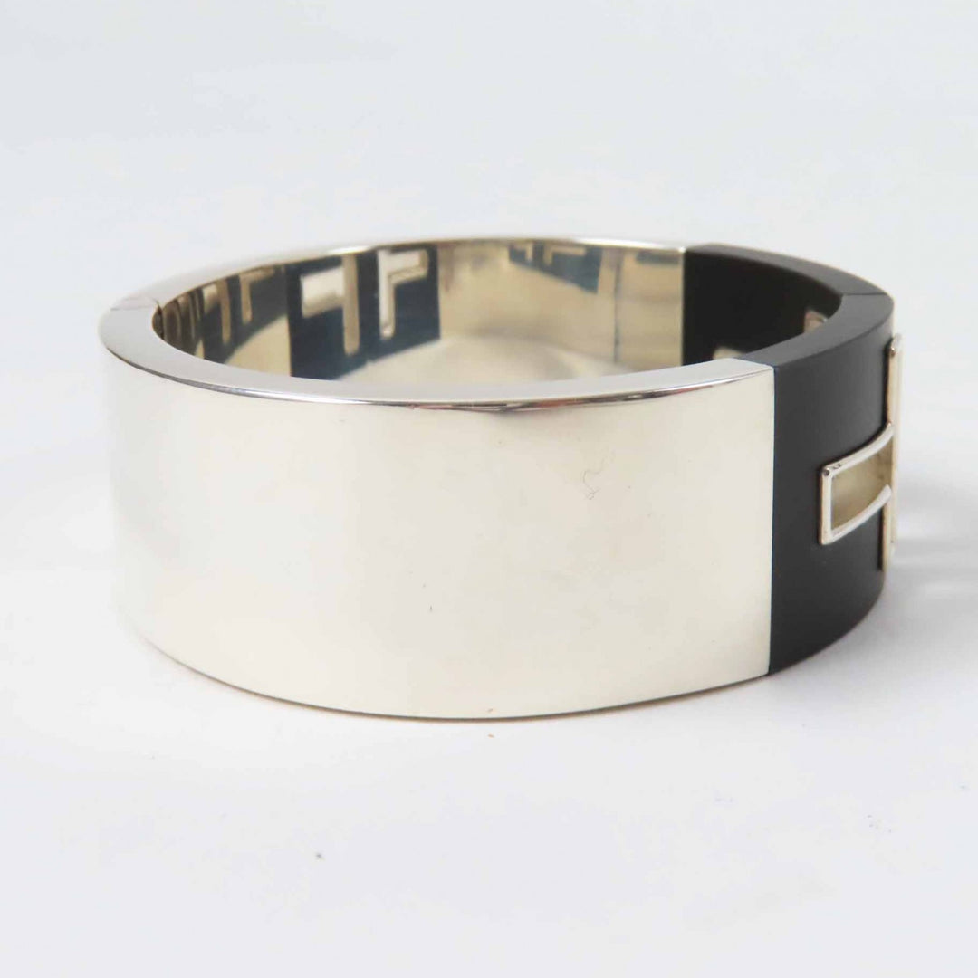 Great TIFFANY&Co. Bangle T cut out Silver black AG925 Women