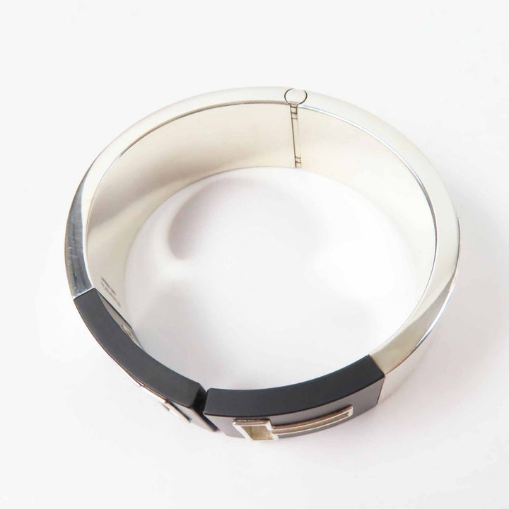 Great TIFFANY&Co. Bangle T cut out Silver black AG925 Women