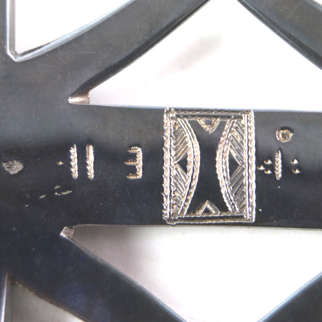 Great HERMES belt Touareg leather belt buckle Cancer metallic SV925 mens