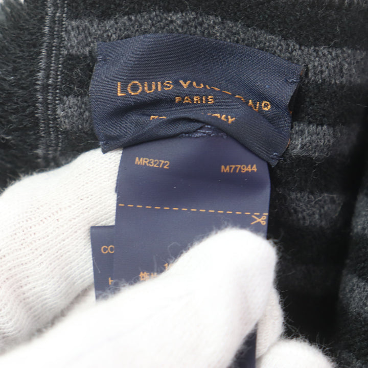 Excellent LOUIS VUITTON Scarf Echarpe LV Harmony with logo patch gray M77944