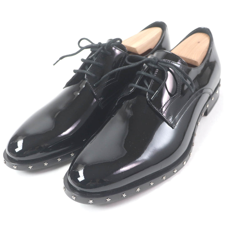 Pristine JIMMY CHOO Dress shoes star studs lace up black Patent leather mens 40.5