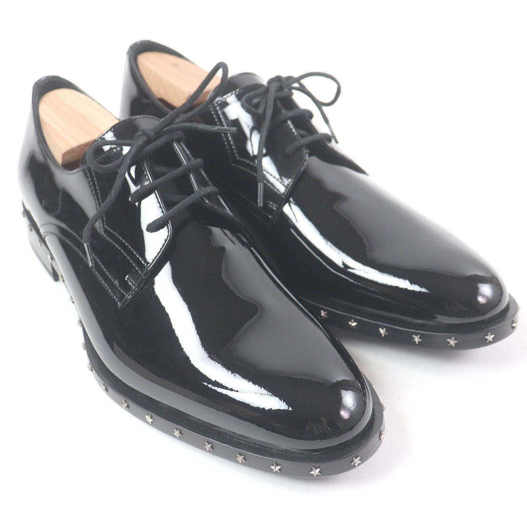 Pristine JIMMY CHOO Dress shoes star studs lace up black Patent leather mens 40.5