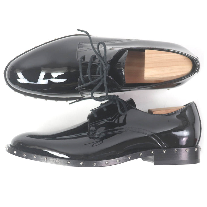Pristine JIMMY CHOO Dress shoes star studs lace up black Patent leather mens 40.5
