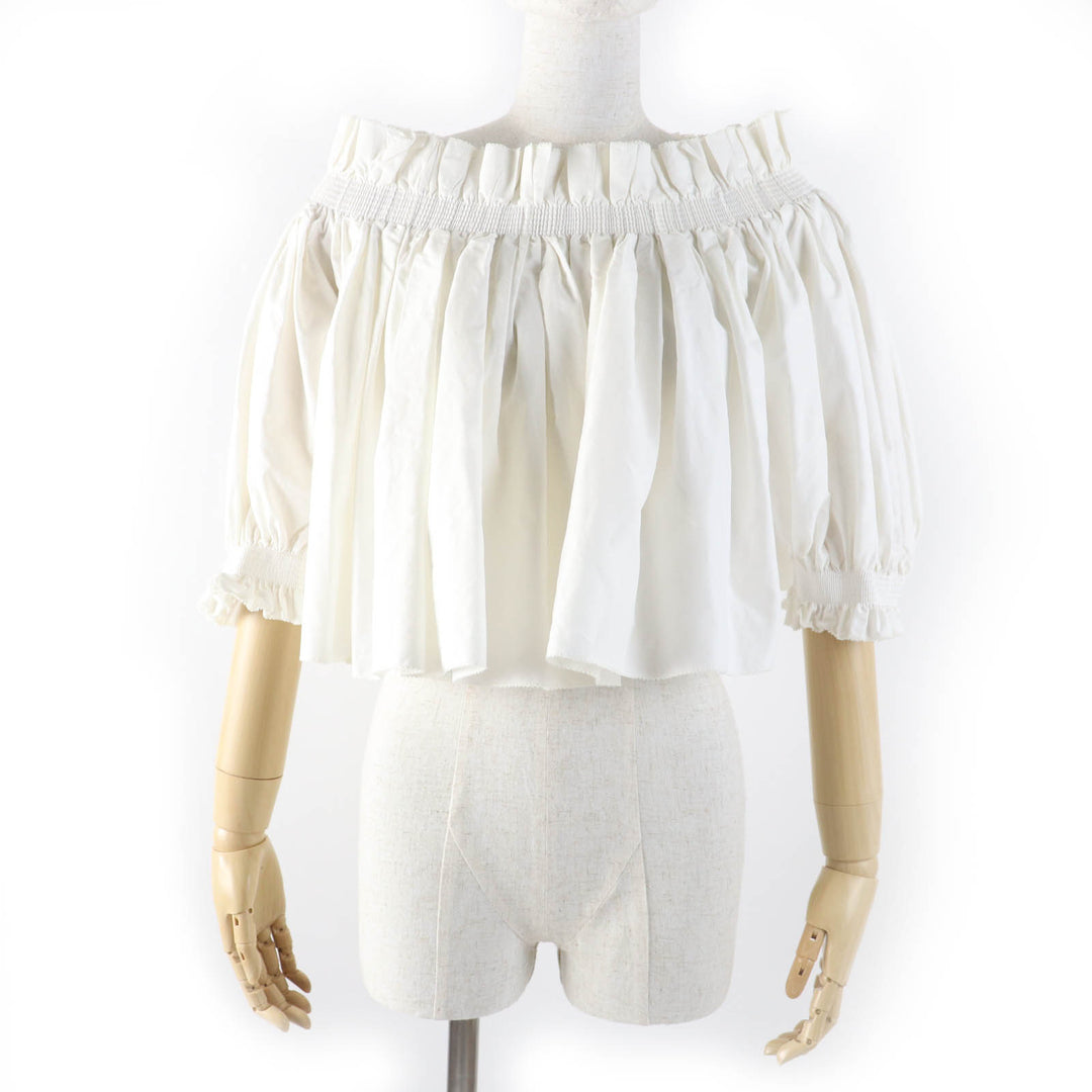 Excellent Christian Dior tops Off-Shoulder Smock Top Ivory cotton Women 40