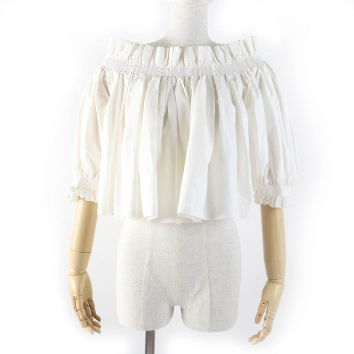 Excellent Christian Dior tops Off-Shoulder Smock Top Ivory cotton Women 40