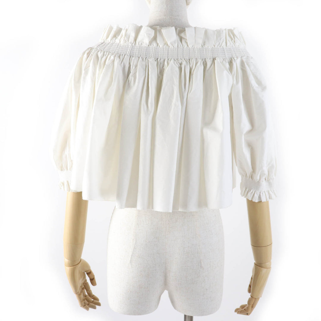 Excellent Christian Dior tops Off-Shoulder Smock Top Ivory cotton Women 40