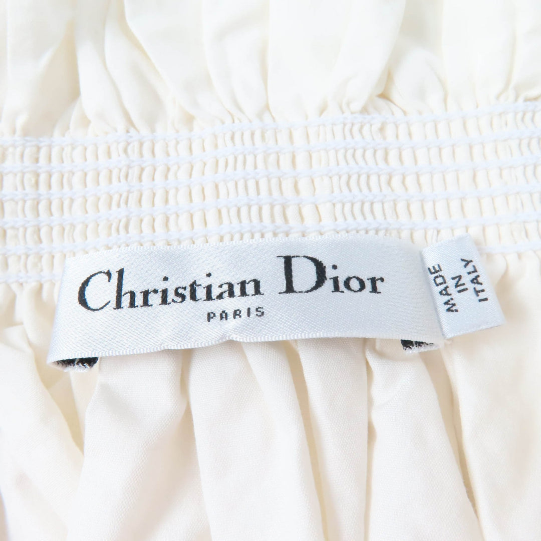 Excellent Christian Dior tops Off-Shoulder Smock Top Ivory cotton Women 40