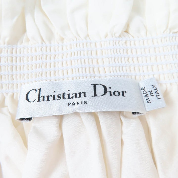 Excellent Christian Dior tops Off-Shoulder Smock Top Ivory cotton Women 40
