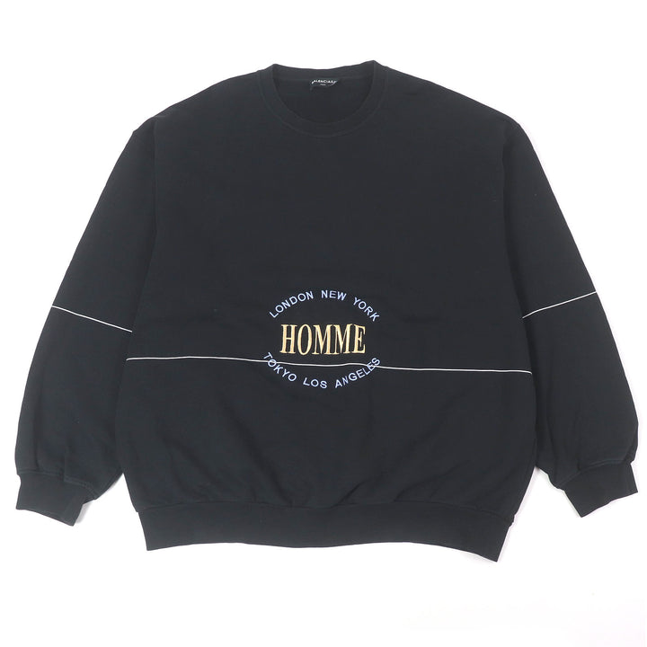 Great BALENCIAGA sweat HOMME embroidered oversized sweatshirt black cotton mens XL 485994