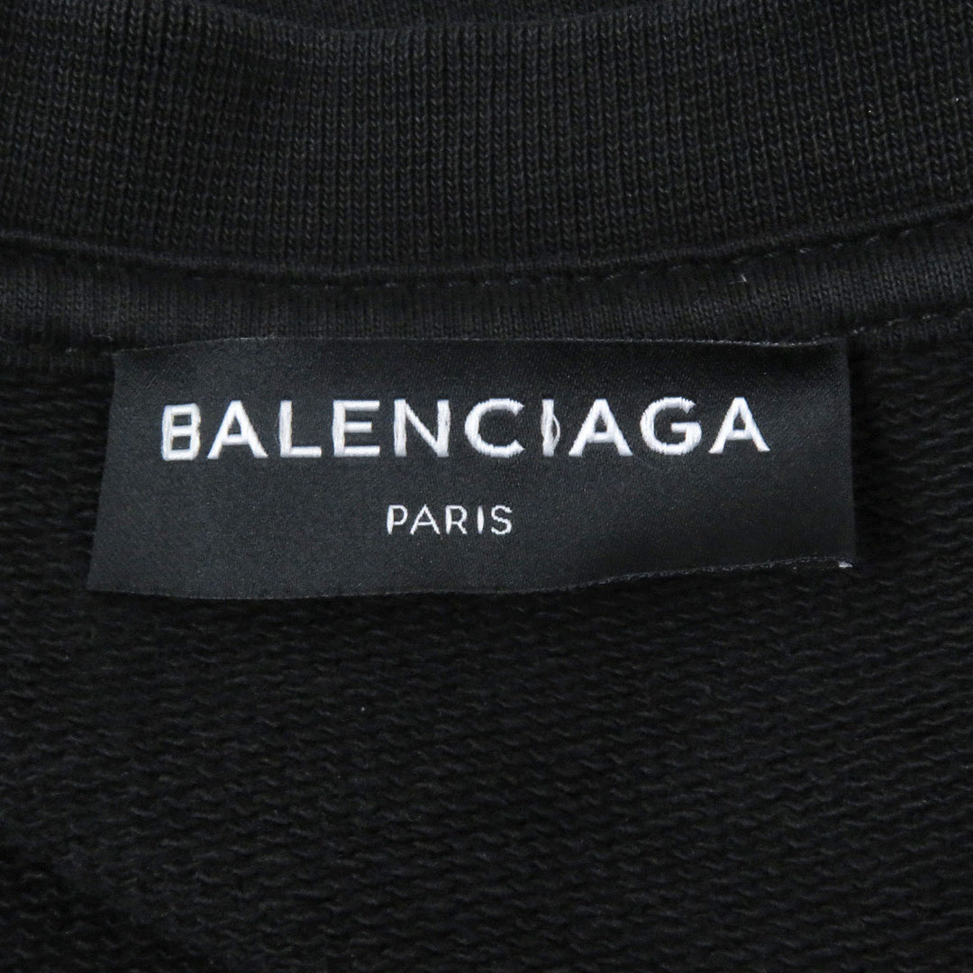 Great BALENCIAGA sweat HOMME embroidered oversized sweatshirt black cotton mens XL 485994