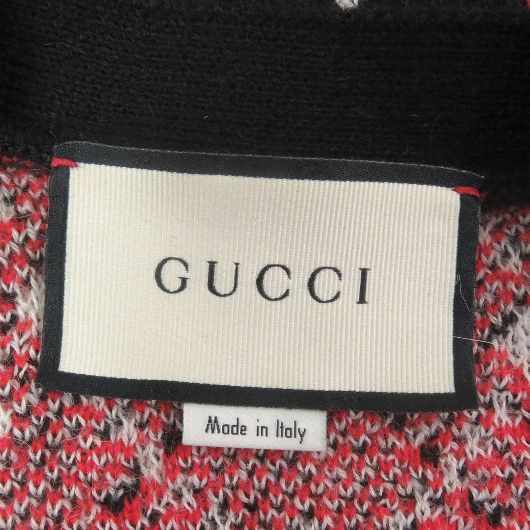 Excellent GUCCI cardigan GG Diamond Argyle black alpaca mens S 543497