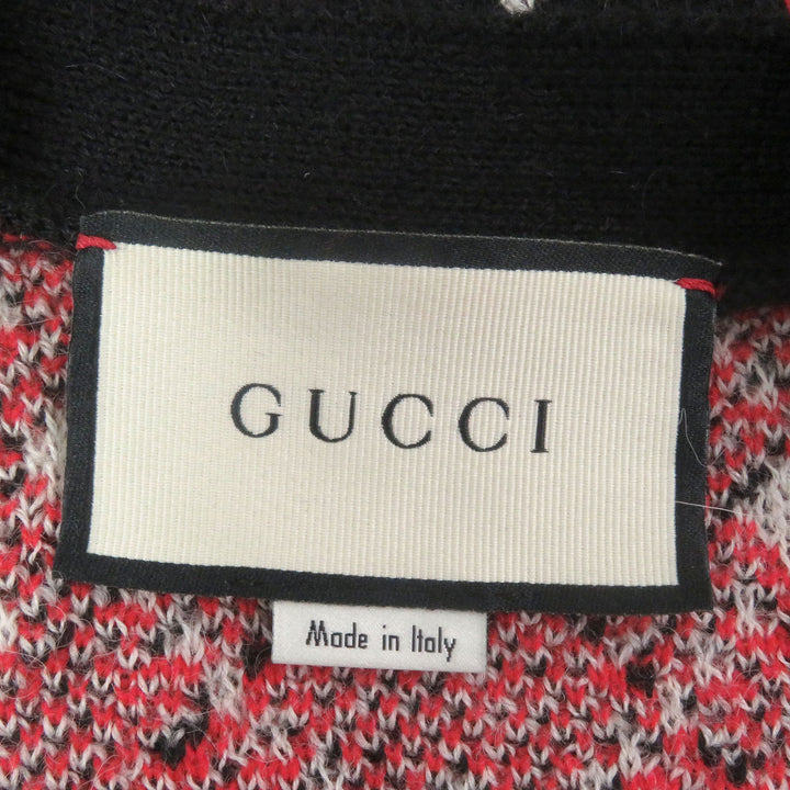 Excellent GUCCI cardigan GG Diamond Argyle black alpaca mens S 543497