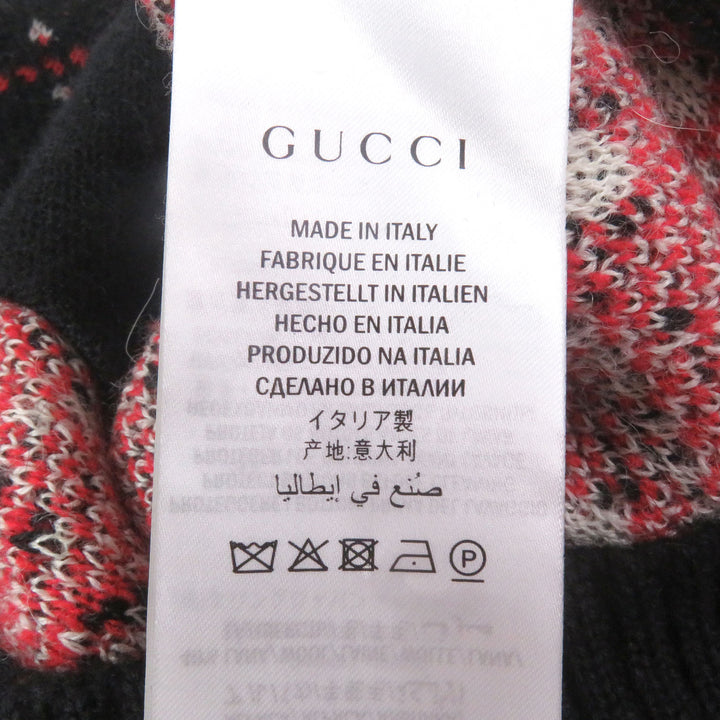 Excellent GUCCI cardigan GG Diamond Argyle black alpaca mens S 543497