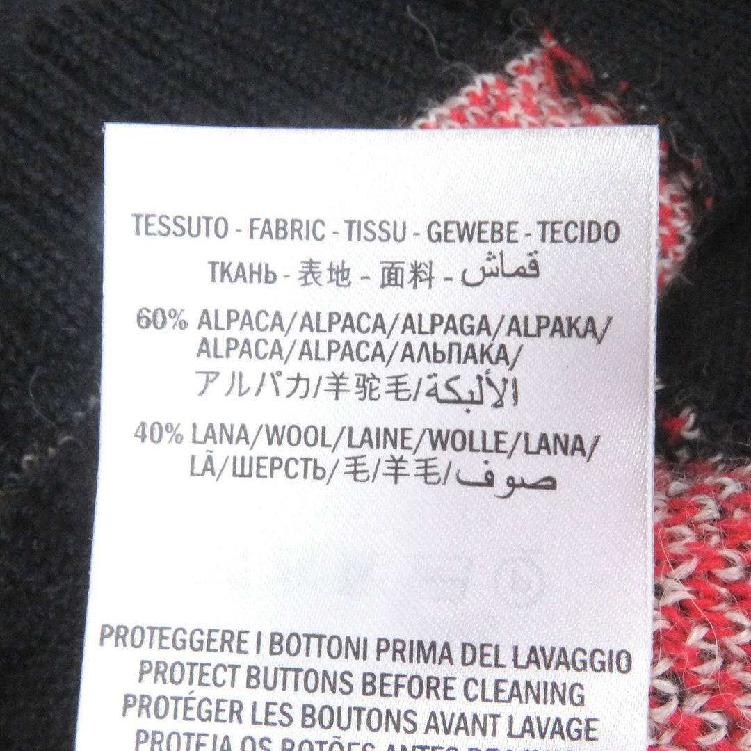 Excellent GUCCI cardigan GG Diamond Argyle black alpaca mens S 543497