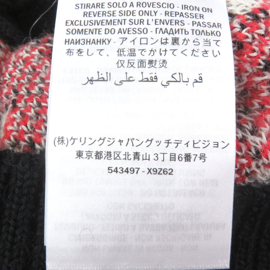 Excellent GUCCI cardigan GG Diamond Argyle black alpaca mens S 543497