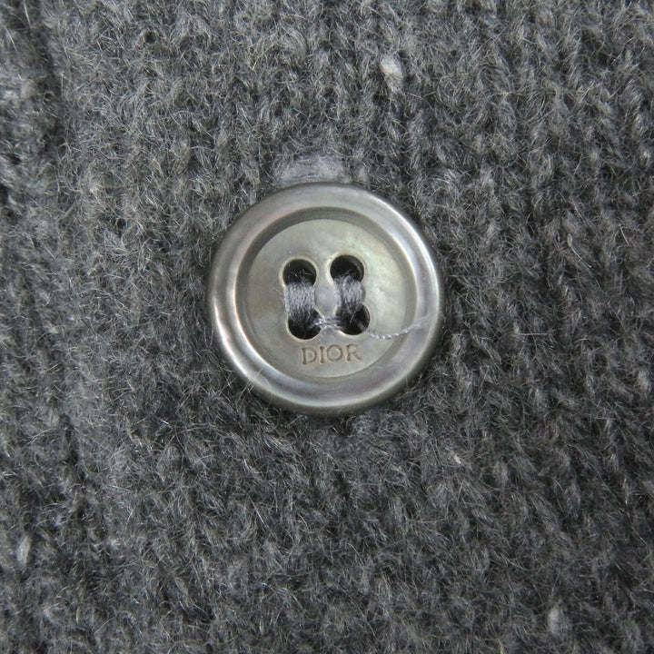 Excellent DIOR knit Lily of the valley logo patch gray cashmere mens M