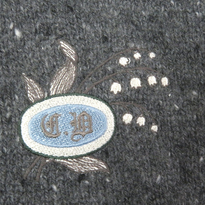 Excellent DIOR knit Lily of the valley logo patch gray cashmere mens M 243M830AT449