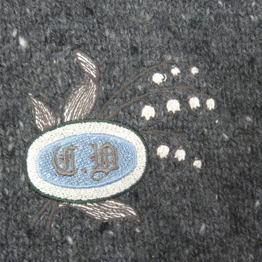Excellent DIOR knit Lily of the valley logo patch gray cashmere mens M